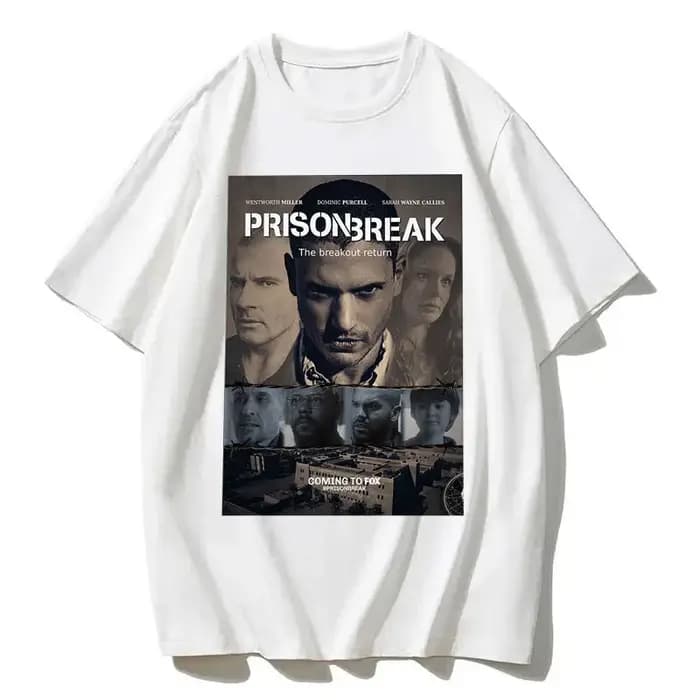 Hommes Vintage t-shirts série Tv Prison Break vêtements esthétiques Michael Scofield Y2k chemise Streetwear imprimé T-shirt haut coton