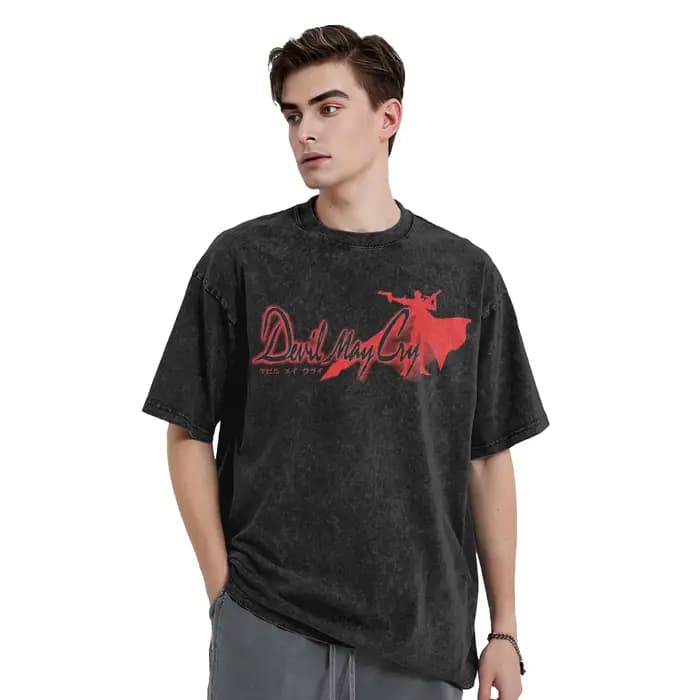 Diable May Cry Dante Logo graphique t-shirt Vintage lavé T-Shirts surdimensionné à manches courtes