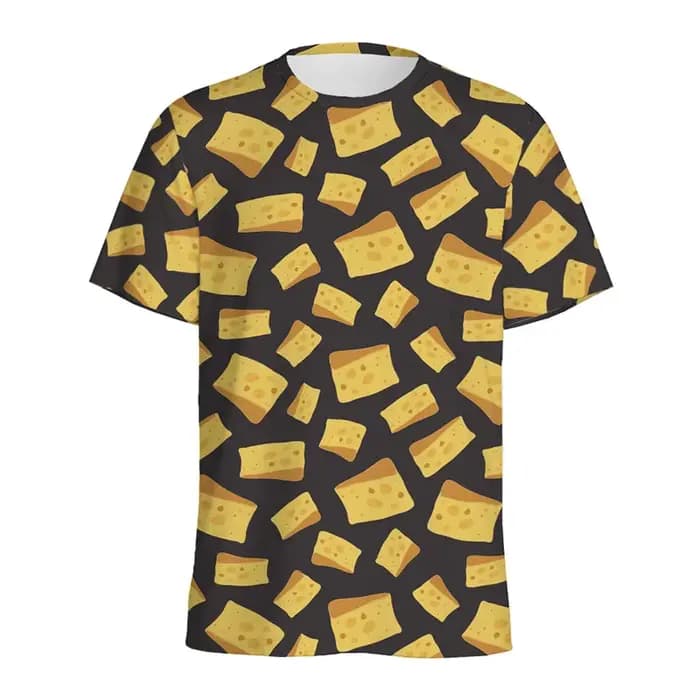 Dessin animé fromage chocolat motif T-shirt pour hommes enfants 3D imprimé