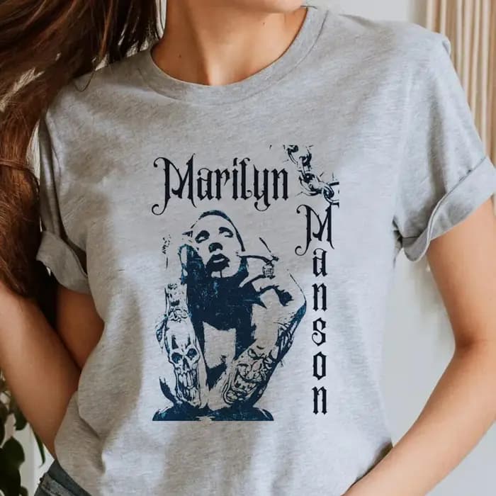 Marilyn Manson t-shirt fille années 80 vêtements coréens rétro hip hop streetwear kawaii Pop Culture coloré gothique graphique psychédélique
