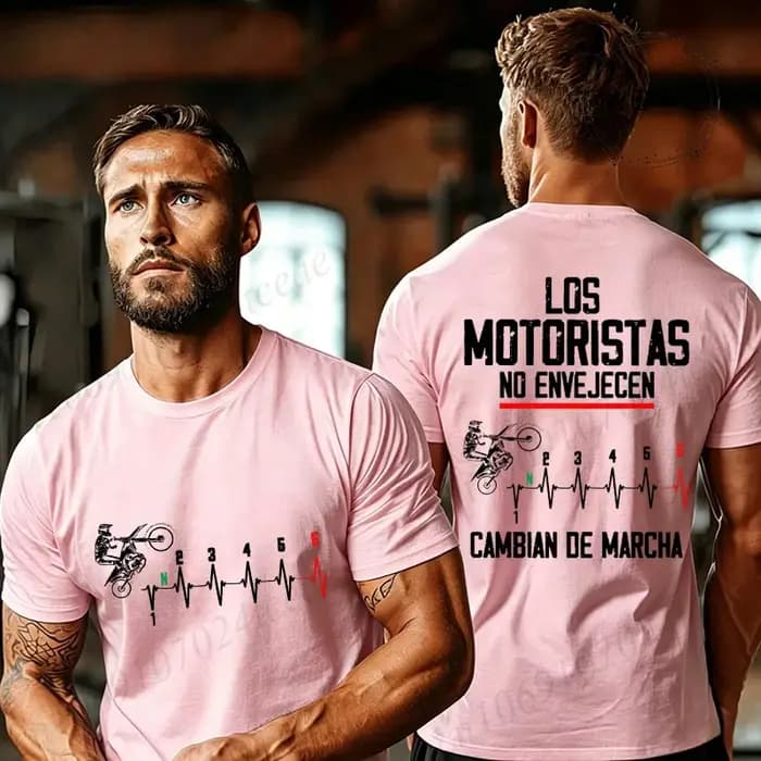 T-shirt de motard espagnol imprimé « Los Motoristas No Envejecen »