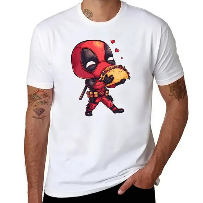 Food Love Chibi D Pool Chimichangas Valentine T-Shirt t-shirts pour homme coton