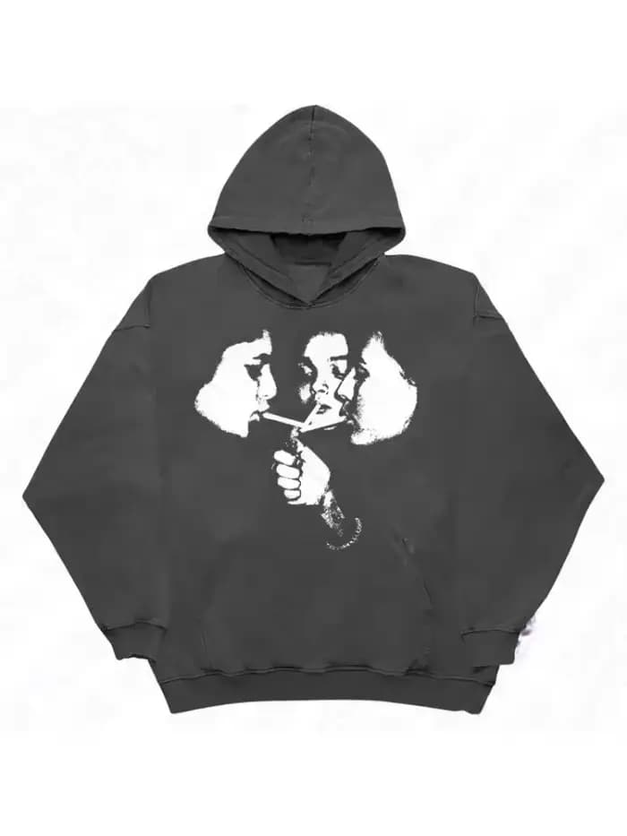 Tendances 2026 : Sweat à Capuche Sportif Homme Style Harajuku Gothique Motif Années 2000