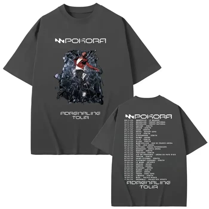 Chanteur M.Pokora Adrenaline Tour 2025 Merch T-shirts Hommes Femmes Hip Hop Vintage T-shirts Haute Q
