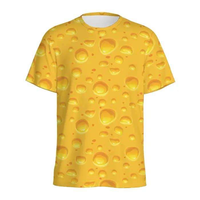 Dessin animé fromage chocolat motif T-shirt pour hommes enfants 3D imprimé