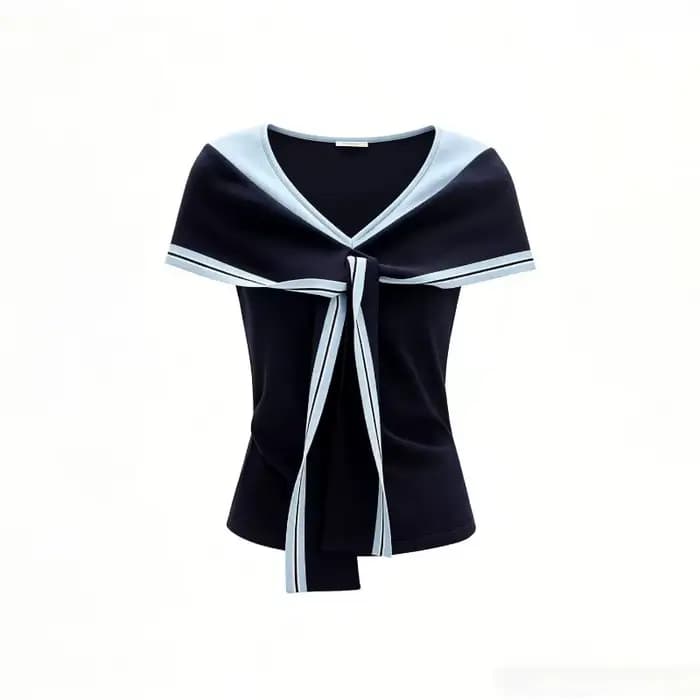T-shirts Ezgaga pour femmes, col marin, mode estivale, coupe slim, vintage, élégants, crop tops, déc
