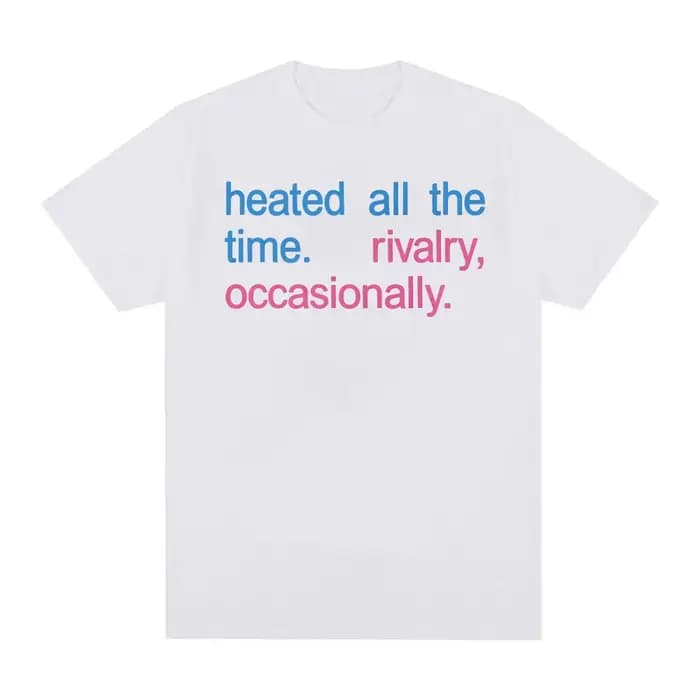 T-shirt imprimé « Heated All The Time Rivalry » pour hommes et femmes, T-shirt à manches courtes, décontracté, surdimensionné, en coton