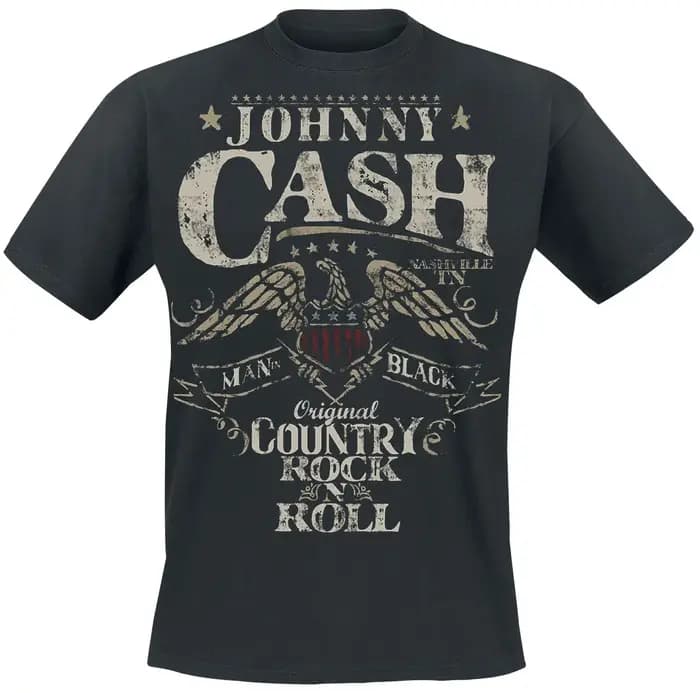 T-shirt Johnny Cash Original Rock N Roll Rouge et Gris 2026 pour Hommes et Femmes