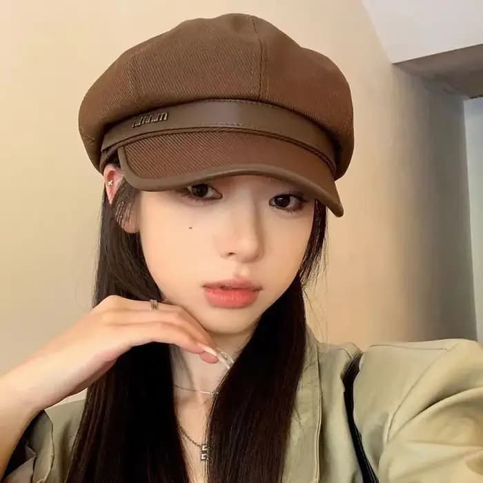 Casquette octogonale Vintage de couleur unie pour femmes, automne hiver, chapeau de citrouille de ga