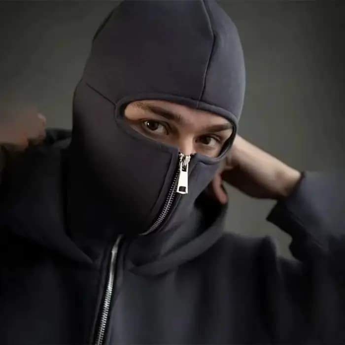 Nouveau sweat à capuche zippé unisexe en polaire automne/hiver-design de masque