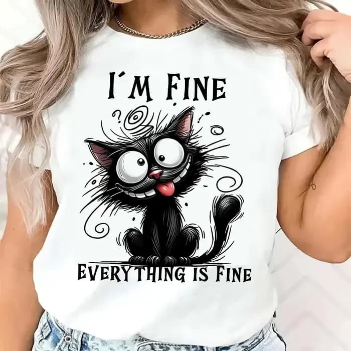 T-Shirt à manches de chat sarcastique pour femmes, vêtements esthétiques à imprimé graphique, haut p