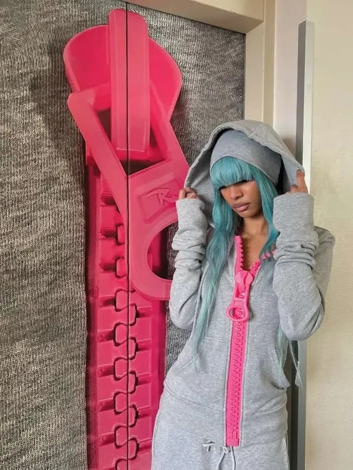 Sweat à capuche zippé vintage pour femme