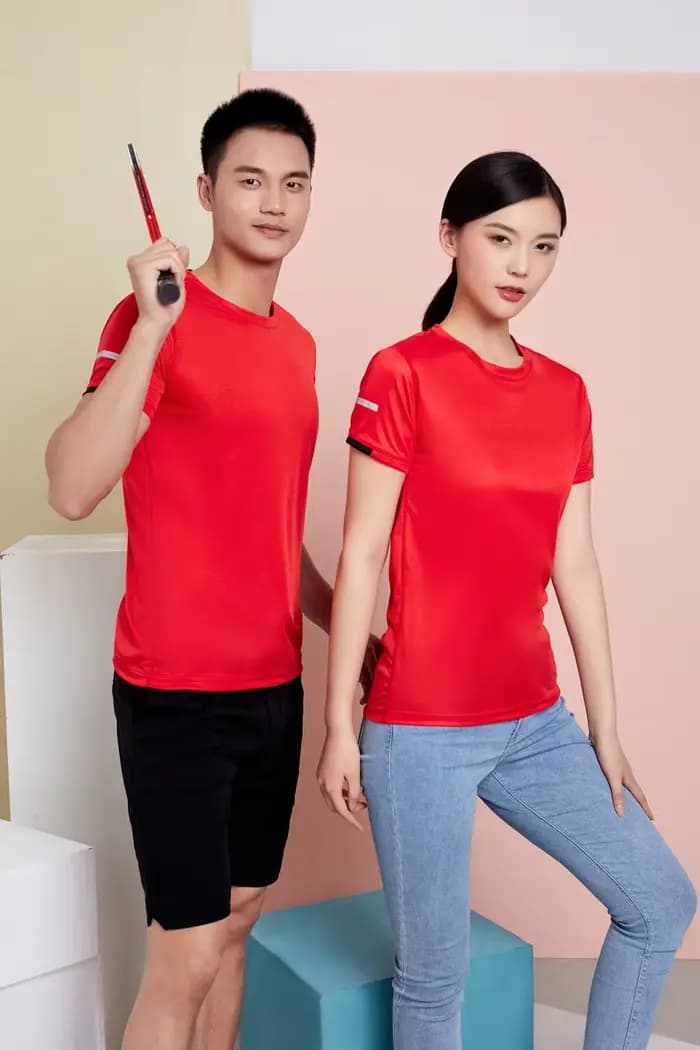 Casual sport t - shirt impression logo vitesse sec respirant stretch été manches courtes broderie personnalisée