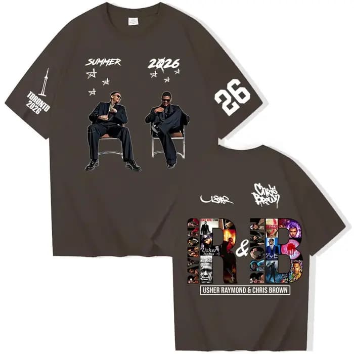 T-shirt de la tournée 2026 Chris Brown et Usher pour homme et femme