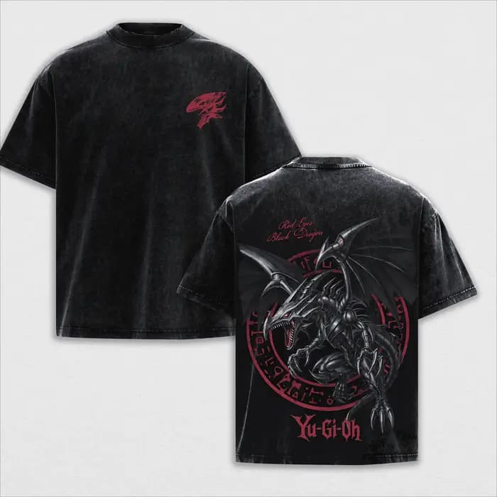 Yu-Gi-Oh! T-shirt Anime pour hommes, style gothique Y2k, vintage, délavé, surdimensionné, de haute q