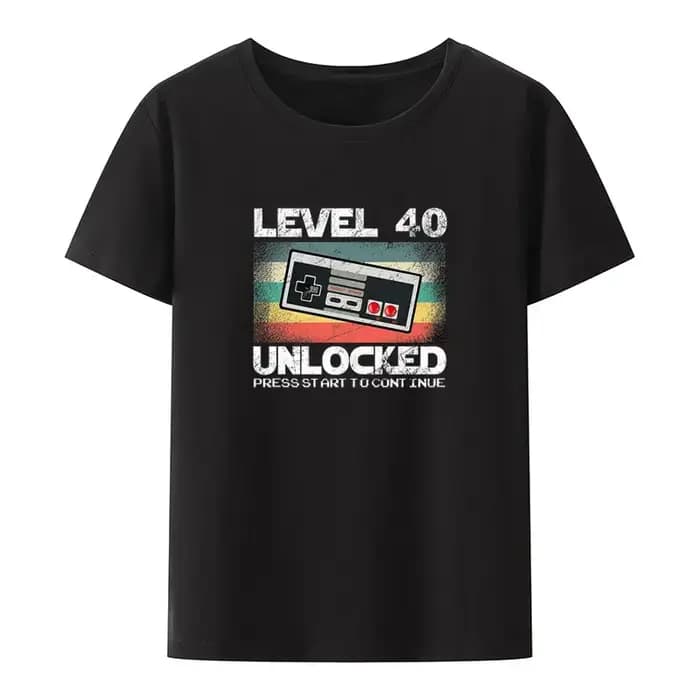 Hommes femmes 40 ans né en 1983 cadeau d'anniversaire t-shirt niveau 40 débloqué Gamer impression t-