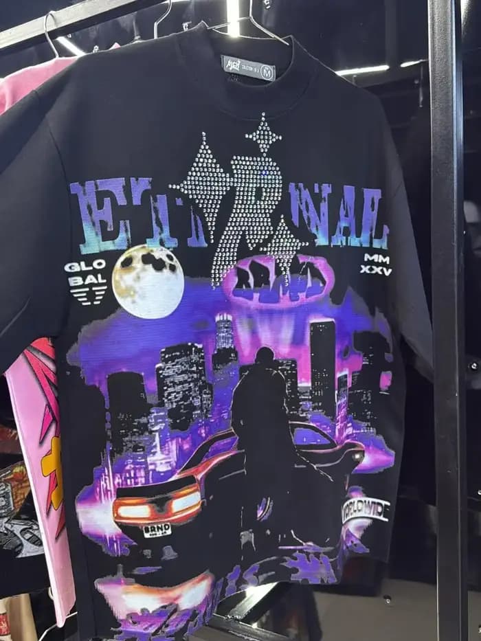 Style coloré Design tendance sens lettre manches longues pour l'été décontracté série ample Y2k Punk Flash T-Shirts 2025 vêtements