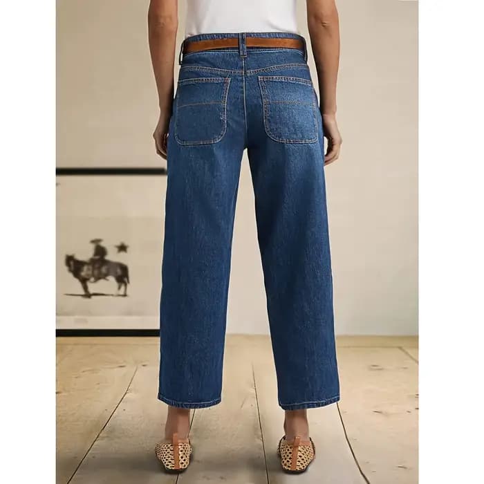 Jean en denim délavé élégant à coupe droite et ample, pantalon en jean élastique polyvalent et tendance, style universel quatre saisons