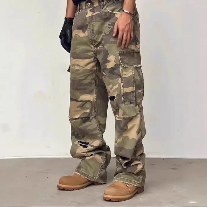 Jean de travail délavé style streetwear américain