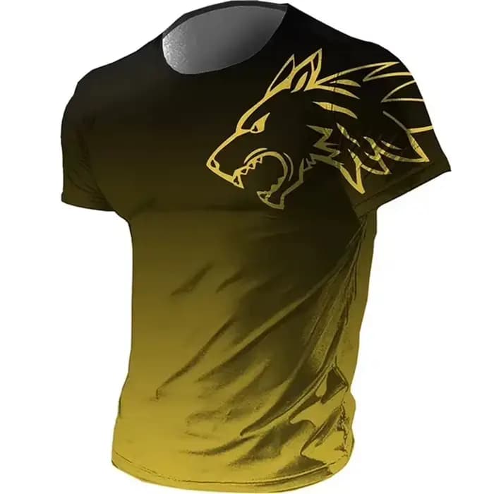 T-shirts pour Hommes Sportswear Fitness Été 2026 Vintage T-shirt Homme Imprimé 3D Séchage Rapide Dégradé Motif Animal Loup Manches Courtes