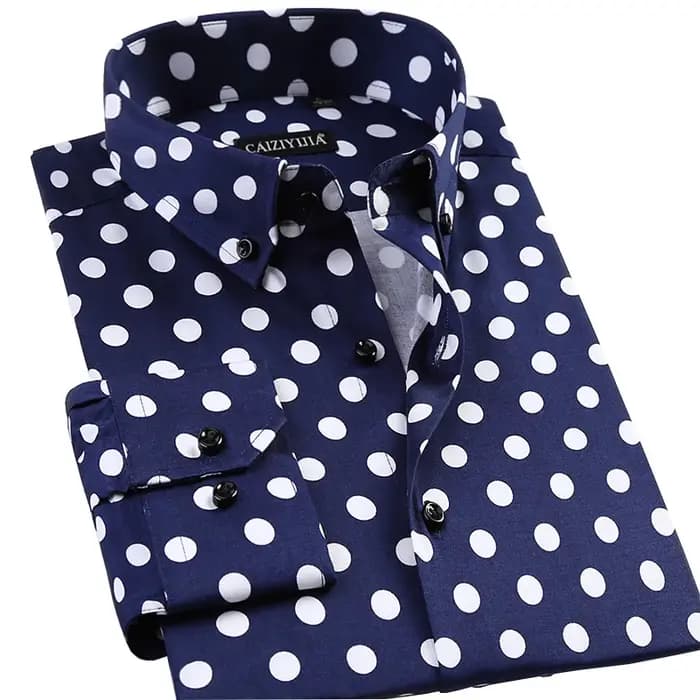 Chemise à manches longues à imprimé à pois pour hommes