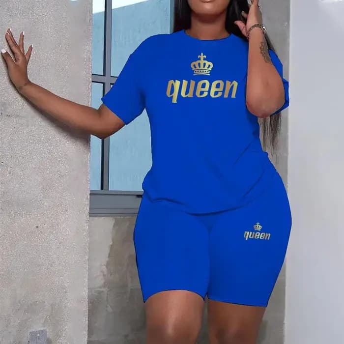 Ensemble de survêtement décontracté pour femme Queen Printing