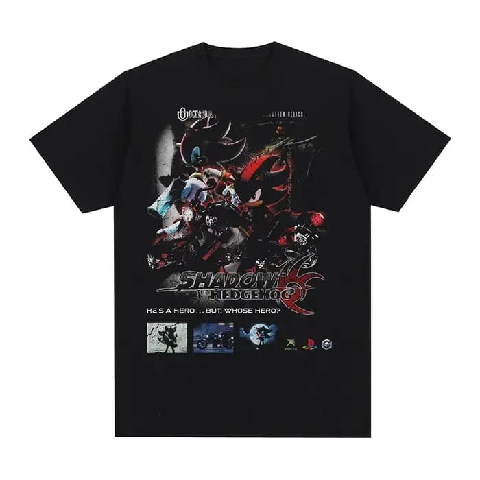 T-shirt Vintage Homme et Femme, Motif Jeux Vidéo Hedgehoged Shadowed, Vêtement Décontracté d'Été en