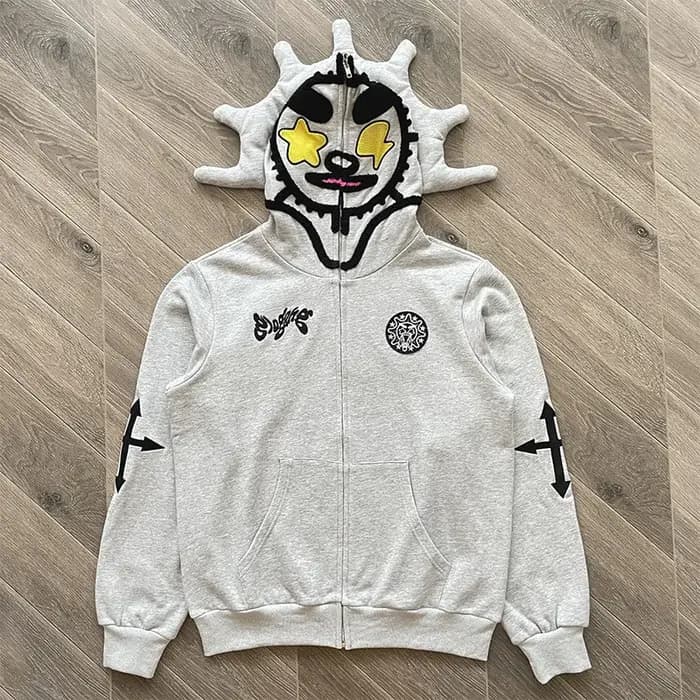 Sweat à capuche zippé gris ou noir Glo Gang
