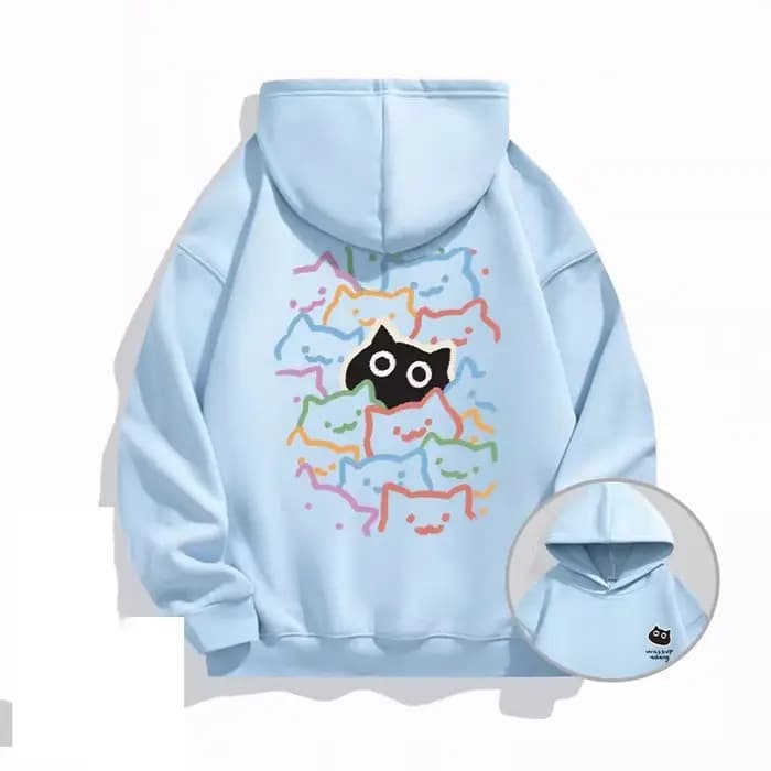 Nouveau Sweat à Capuche Tendance Marque Cat pour Hommes et Femmes - Collection Automne Hiver 2026 - Manteau Polyvalent Ample en Polaire Épaisse