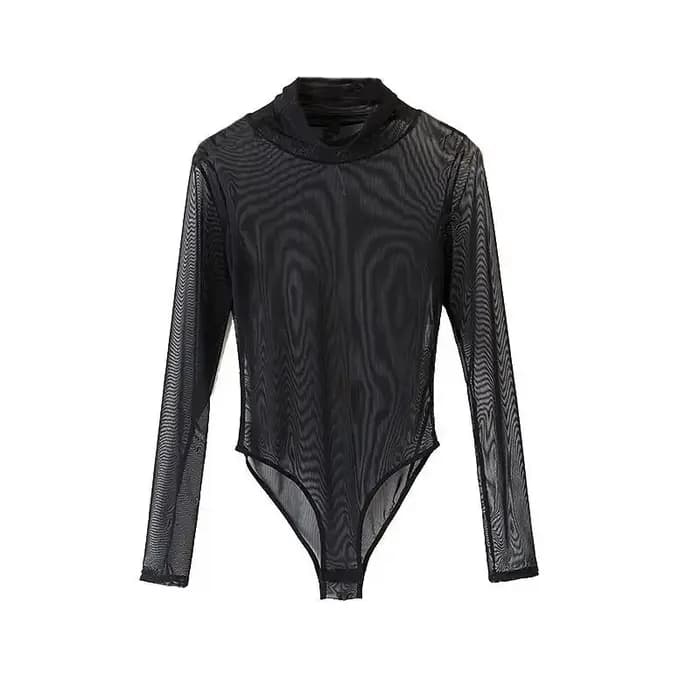 Body transparent à manches longues pour femmes, mode coréenne, Chic, assorti avec tout, populaire, s