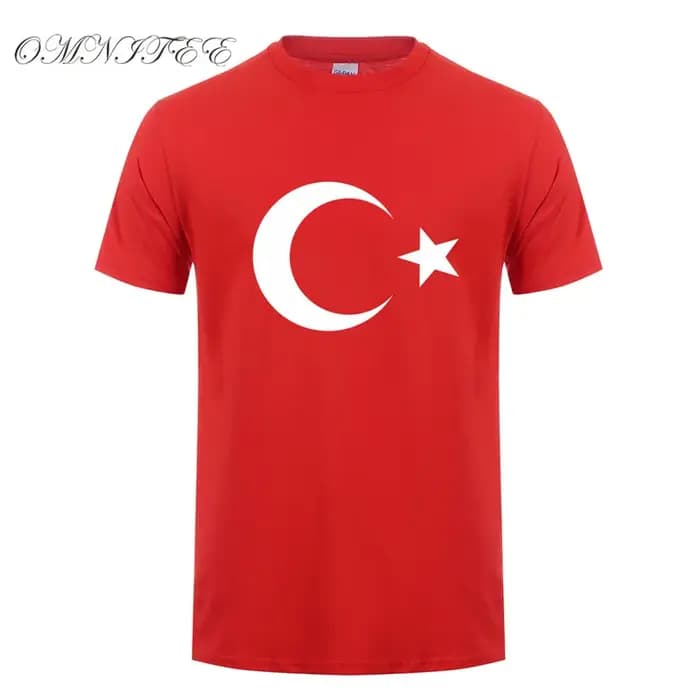 Omnitee Nouveau Turquie T Shirt Hommes Casual Coton D'été À Manches Courtes Drôle Drapeaux Turques T