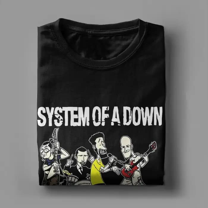 Système rétro d'un Down Art t-shirt hommes col rond manches courtes hauts chemises Punk Rock Band 100% coton vêtements d'été