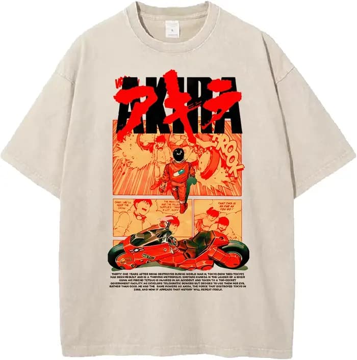 Akira Vintage Manga graphique T-shirt Harajuku lavé surdimensionné T-shirt hommes femmes vêtements é