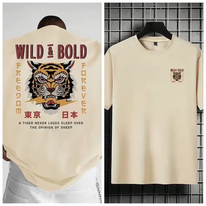 T-shirt avec motif de tigre imprimé pour hommes, haut d'été décontracté, polyvalent, confortable, am