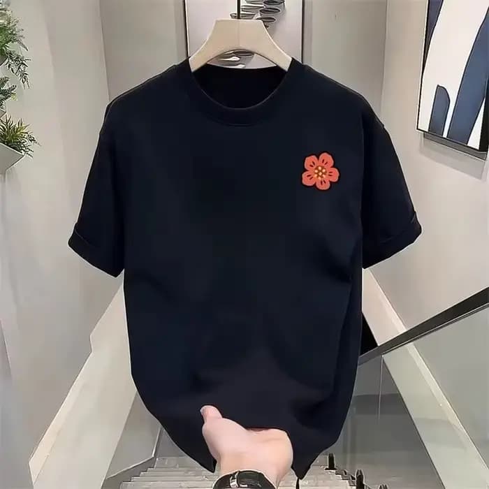 T-shirt Unisexe en Coton à Manches Courtes Motif Fleur Cartoon 2026 – Marque de Luxe Streetwear – Hauts