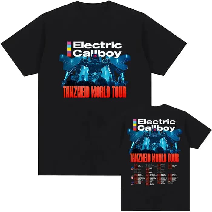 Callboy électrique Tanzneid Tour du monde t-shirts unisexe Streetwear à manches courtes coton homme T-shirt mode groupe