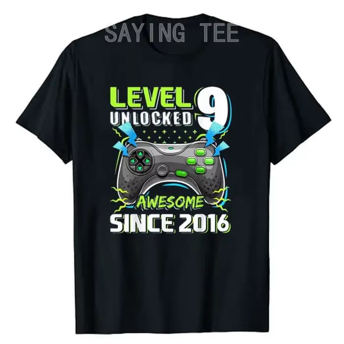 T-shirt à manches courtes Gamer Boy, 9 ans, vidéo, génial depuis 2016, 9e anniversaire, né en 2016,