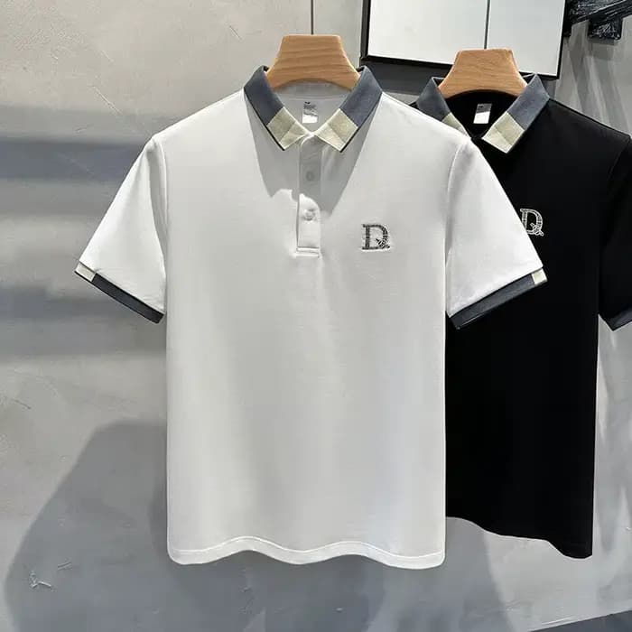 Hommes vêtements été contraste couleur broderie affaires décontracté Polo t-shirt mâle à la mode à manches courtes en vrac respirant luxe hauts