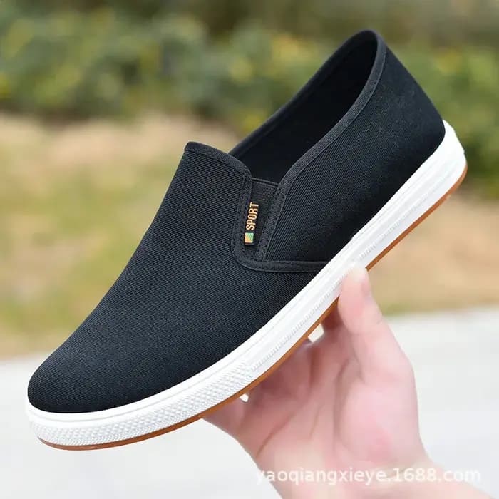 Hommes toile chaussure baskets décontractées pour MenLight Slip-on vulcanisé confortable mâle chaussures plates mocassins nouveaux formateurs noirs Zapatos Hombre