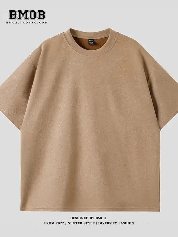T-shirt à manches courtes en daim pour hommes