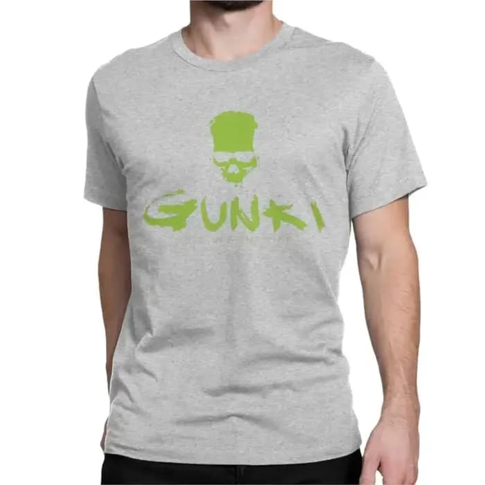 Gunki-T-shirt à manches courtes et col rond en pur coton pour homme et femme