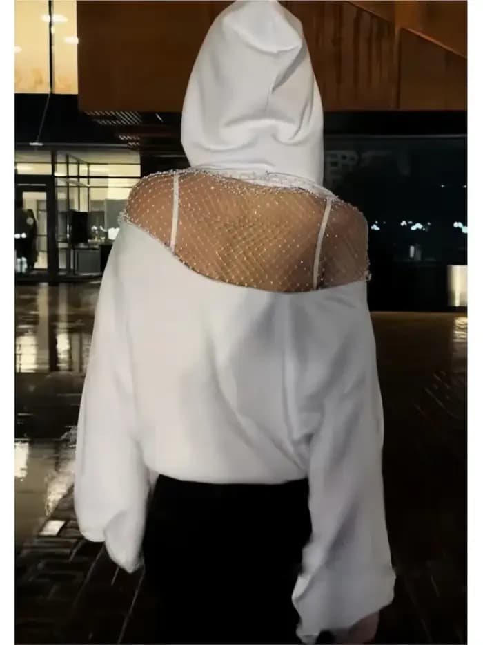 Sweat à capuche ajouré dos nu pour femmes