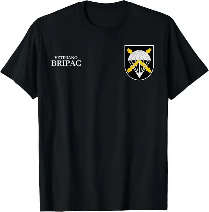 BRIPAC Veterano Ejército Español Paraca T-Shirt Manches Courtes Décontracté 100% Coton Chemise