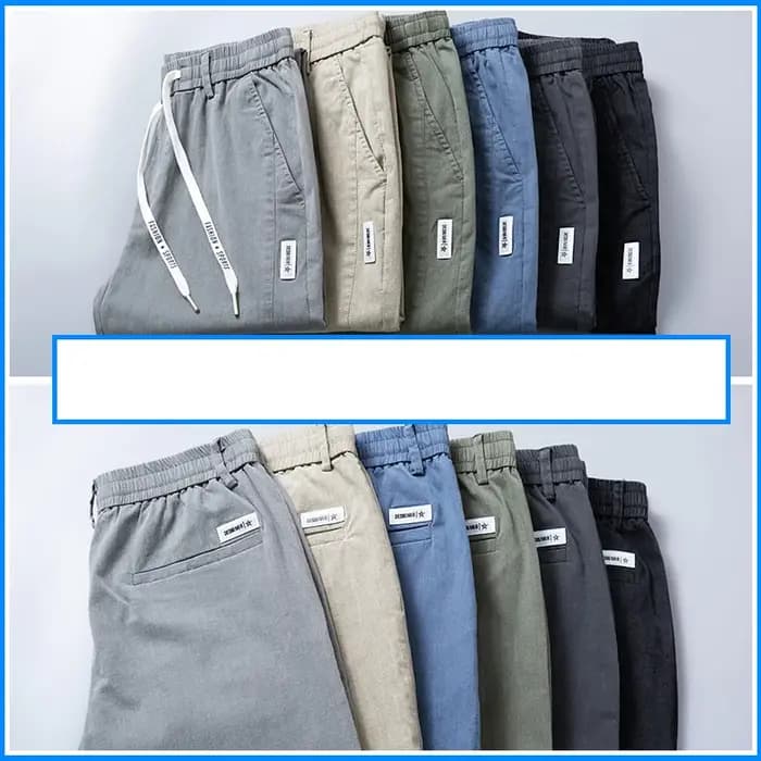 6 couleurs été hommes classique coton couleur unie mode affaires pantalons décontractés taille élastique
