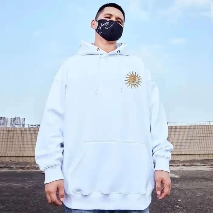 M-8XL sweat à capuche surdimensionné hommes américain soleil lune fleur imprimé