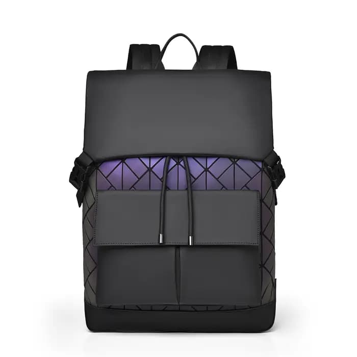 Sac à dos tendance noir pour hommes avec détail matelassé violet