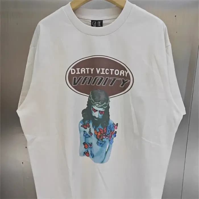 T-Shirt Bleu Délavé Vintage pour Homme et Femme, de Haute Qualité