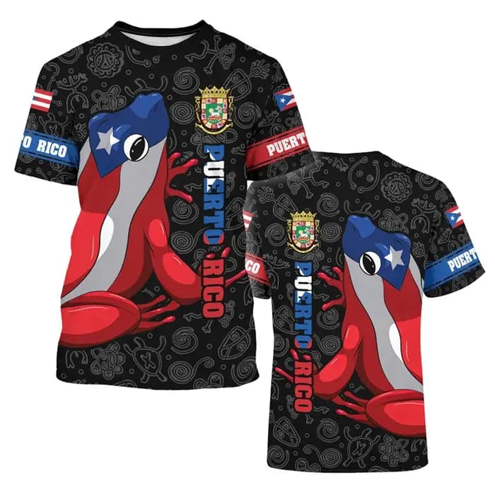 T-shirt unisexe décontracté avec emblème national de Porto Rico Feel