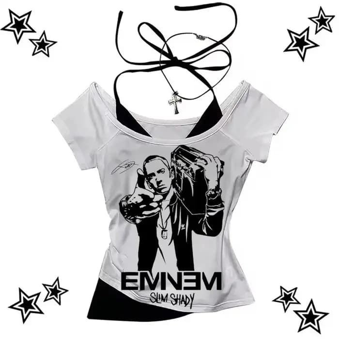 Eminem t-shirt femme harajuku Pastel Rétro années 2000 kawaii Pop Culture