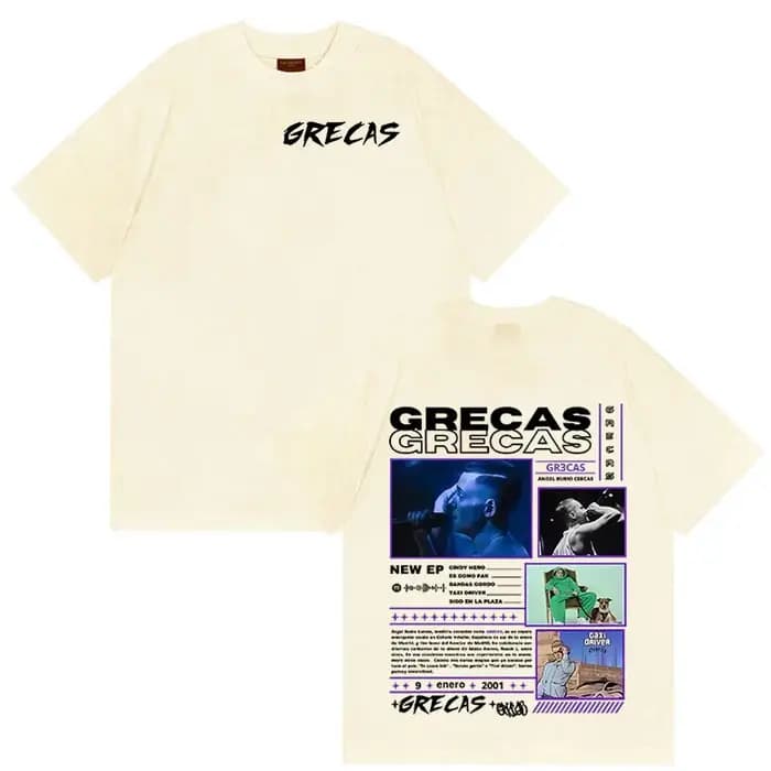 Rappeur Grecas Tour 2025 Album Merch T-shirts Hommes Vêtements Mode Surdimensionné T-shirt Décontracté Offre Spéciale